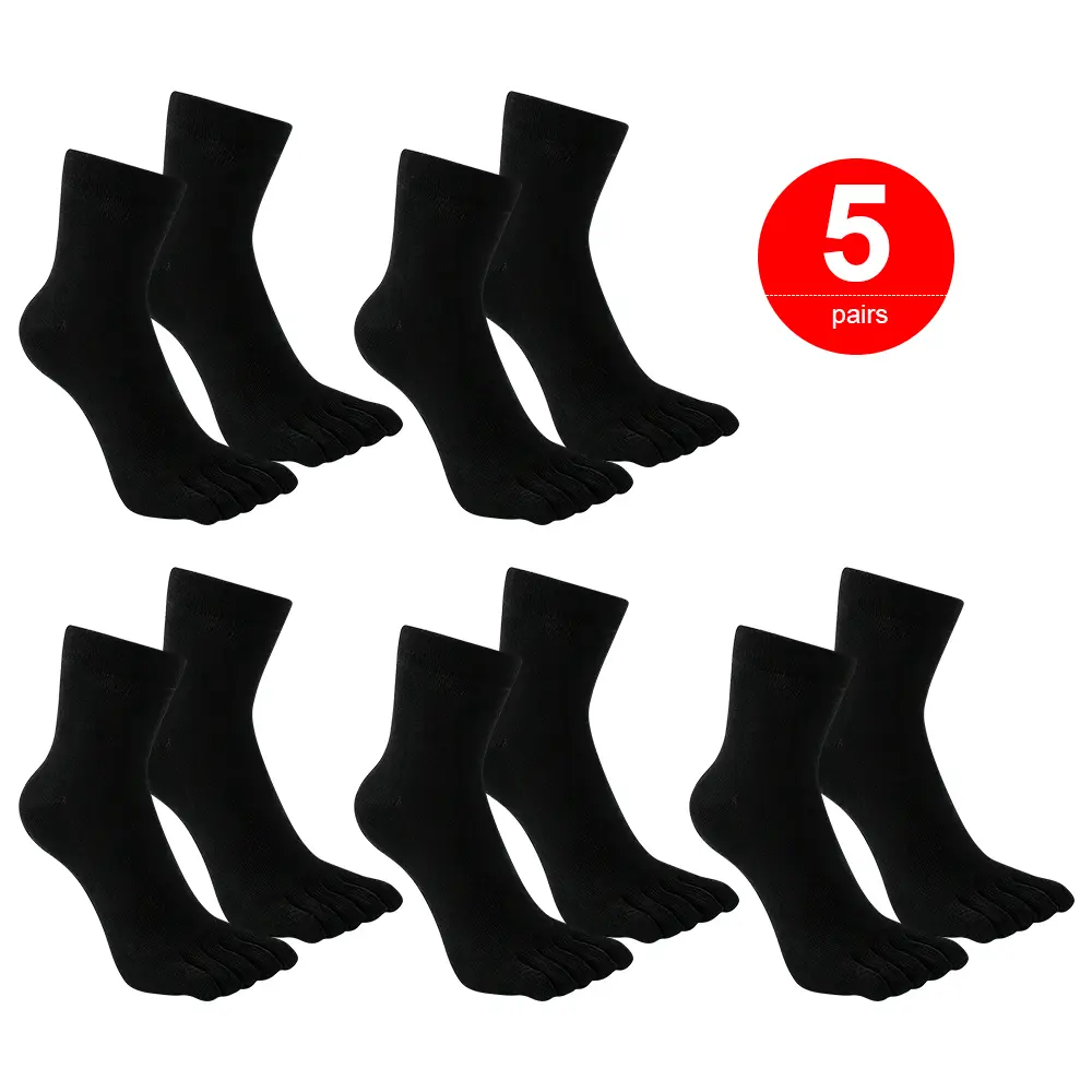 5 Pairs Mens Toe Socks Cotton Breathable Athletic Hiking Running Five Finger Crew Socks
