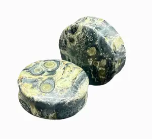 Green Eye Jasper Stone Plugs - Double Flare Organic Gauges Pair 3mm-30mm