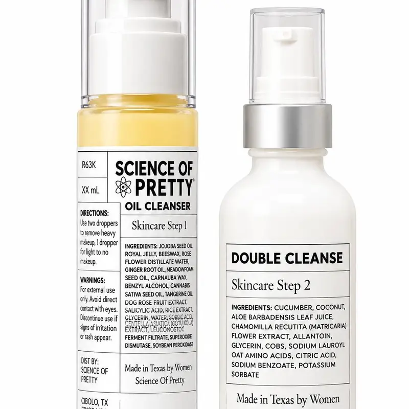 Duo Cleanse Set | Science of Pretty | All Skin Types, Sensitive Skin | Gentle Cleansing Formula with Jojoba Seed Oil, Rose Flower Water & More - Facial