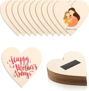 40 Pcs Wooden Hearts with Magnets 3.15 Inch Unfinished Blank Heart Small Wooden Hearts DIY Decor Wood Slices Tags Card Decorations for Valentine's Day Mother's Day Wedding Guest Crafts