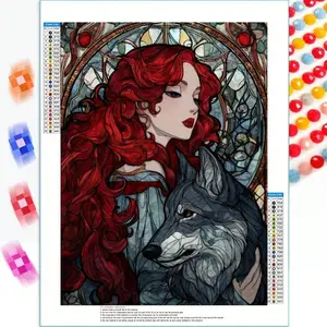 1pc 5D DIY Diamond Painting Abstract Glass Painting Beauty Retro Diamond Mosaic Cross Stitch Handicraft Handmade Gift Modern Home Wall Decoration