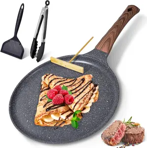 AOSION 11 Inch Nonstick Crepe Pan High Quality Flat Pancake Tawa Pan for Perfect Cooking Egg Frying Pan Non-Stick Multifunction