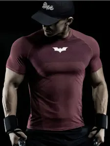 Men's Round Neck Short Sleeve T-Shirt, Breathable Comfortable Sweat-Wicking Elastic Tight Fit, Gym Workout Training Top, Outdoor Cycling, Daily Wear, Sportswear Top, Fitness Clothes
