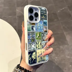 Magnetic Compatible Case for iPhone 17 16 E Pro Max 15 Plus 14 13 12 11 XS XR, Pastel Glass Blocks Collage Print | Silicone, Lightweight, Aesthetic, Scratch Resistant, and Cute Protection
