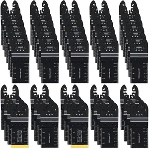 Titanium Saw Blade Set, 55pcs/set Professional Durability Titanium Multitool Blades, Interchangeable Blades, Quick Release Multi Tool Kits with Universal Compatibility for Dewalt Ryobi Milwaukee Rockwell Fein Makita