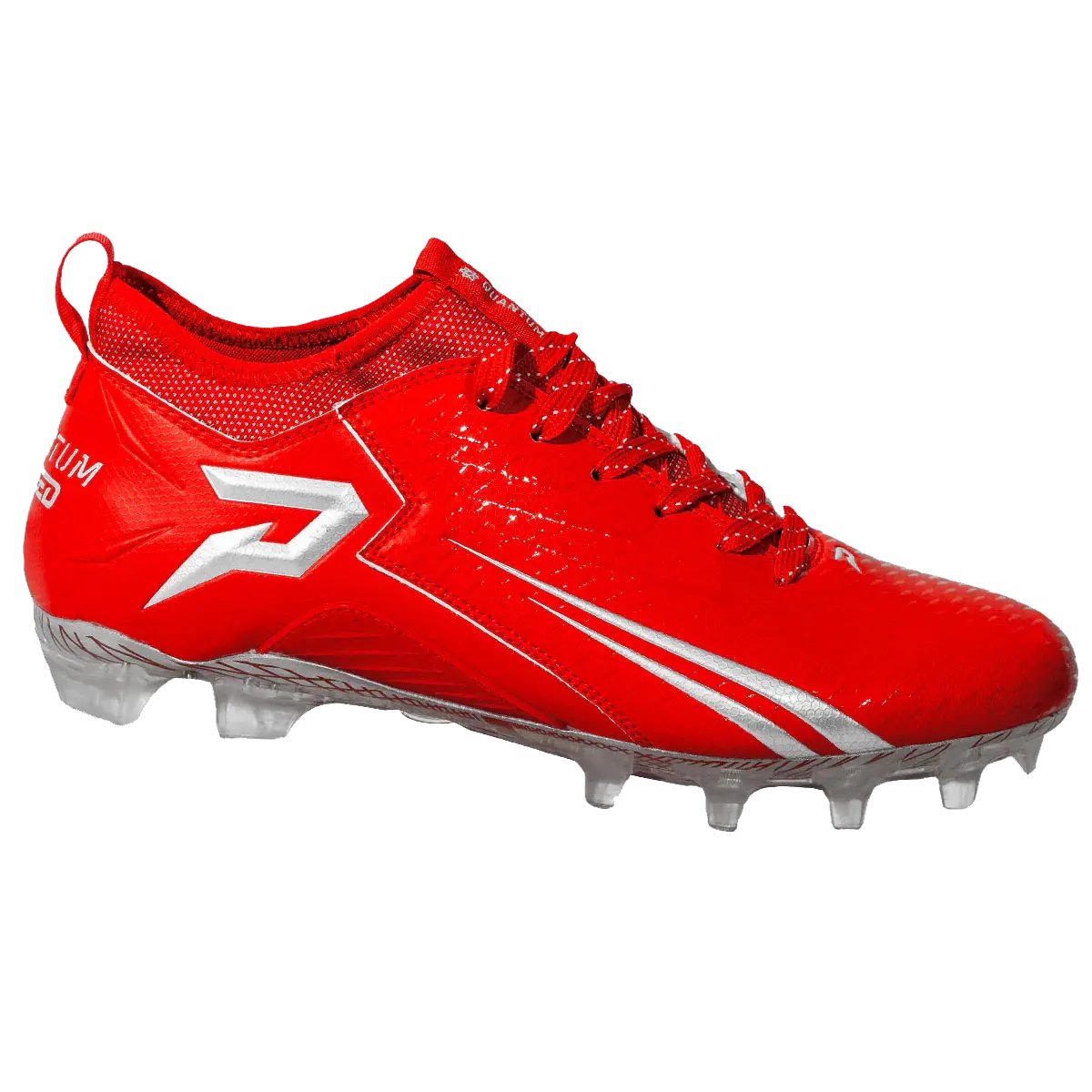 Men's & Youth Solid Red Low-Cut Football Cleats - Quantum Speed 8.5 oz Lightweight Microfiber, TPU Molded Studs, for Tackle Football, Practice, High School Varsity Use, Game Day