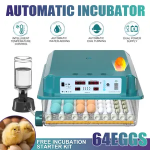 Fully Auto 64-Egg Incubator | Smart Temp Control & Auto Turner for Chickens Ducks Quails | High-Efficiency Poultry Hatcher
