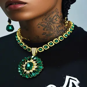 Necklace Teardrop Pendant Moissanite Colorful Full Diamond Layered Chain Elegant Fashion Daily Wear Party Gift For Women Girls Trendy Jewelry