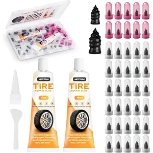 40 PCS Tire Repair Rubber Nails Kit with 2 Tubes Black Tire Sealant Glue 2026 New Screw Tire Plugs Fast Self-Service Repair Kit for Car Motorcycle Truck Tractor Puncture Repair