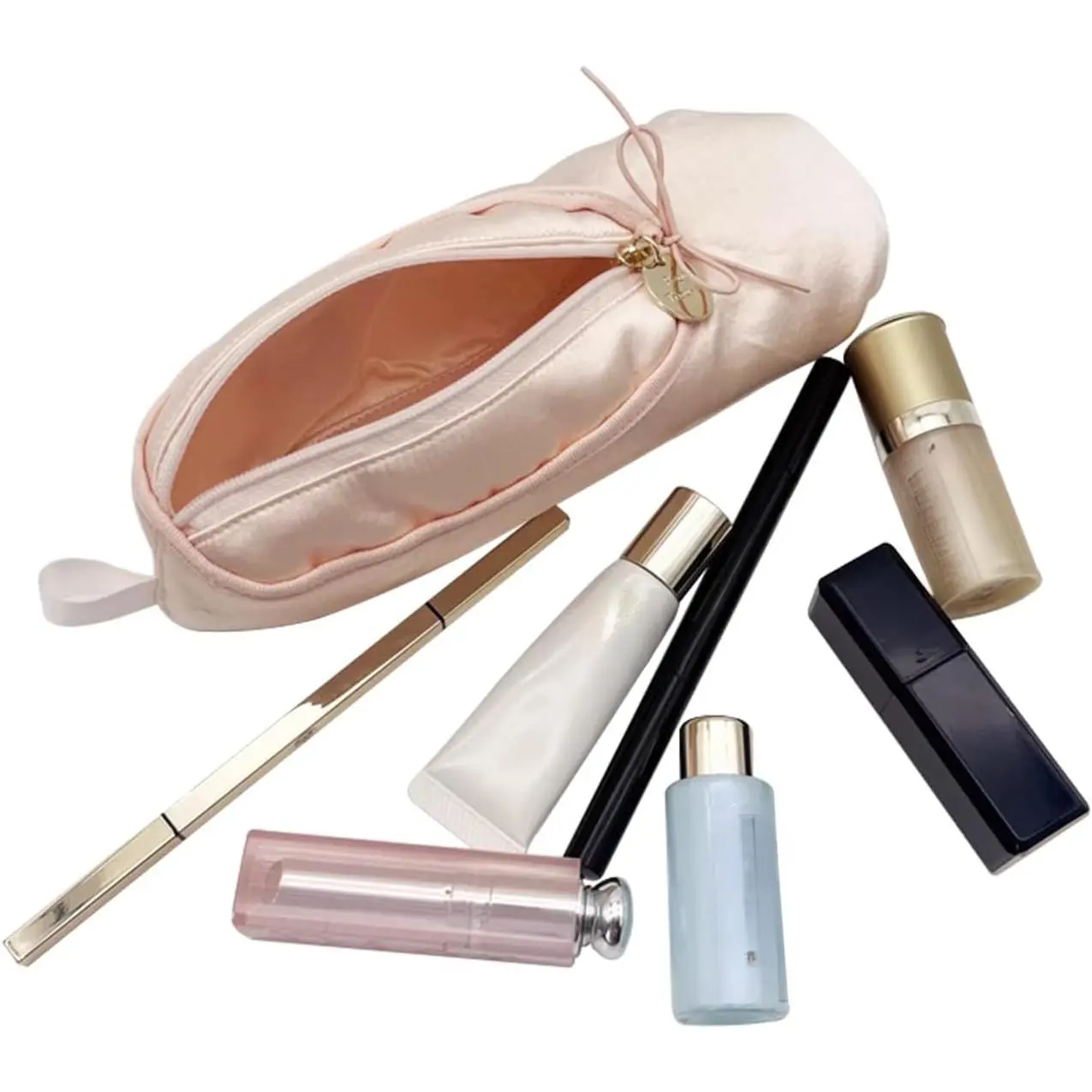 Ballet Shoe Small Pouch - 8*3 In Compact Soft Fabric Travel Cosmetic Organizer, Holiday Gift for Dancers