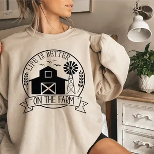 Life Is Better On The Farm Farm Barn Windmill Pattern Sweatshirt Farming Sweatshirt Gift For Farmer