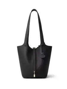 Women's genuine cowhide leather handbag, large capacity bucket bag, suitable for everyday casual wear, unique style, fashionable bucket bag, classic casual portable picnic basket (26cm) – Christmas gift. Punk Studded Tote Lightweight Quilted Laptop bible