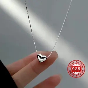 Mini 925 Sterling Silver Love Heart Pendant Necklace - Simple yet Elegant Design, Hypoallergenic, Nickel-Free, Durable, and Long-Lasting Jewelry Decoration for Women and Girls