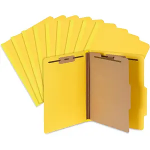 10 Pack Classification Folders, 1-Divider, Letter Size, Yellow, with 2 Inch Expansions, Durable 2 Prong Design for Organizing Standard Medical Files & Office Reports