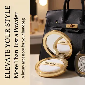 HERORANGE 3-Piece Alcohol-Free Pressed Makeup Powder Set - Beauty Powder, Soft Focus, Oil Control, Flawless Long-Lasting Translucent Matte Finish, Non-Cakey, Silky Smooth, Portable with Mirror & Puff for All Skin Types, Travel, Date Night
