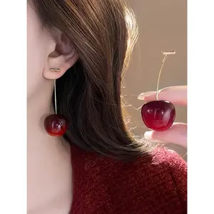 Cherry Design Dangle Earrings, Cute Fruit Design Dangle Earrings for Women & Girls, Fashion Jewelry for Party, Daily Decor, Trendy All-match & Exquisite Jewelry for Birthday Gift