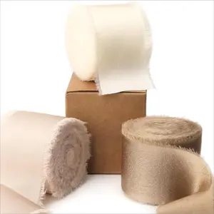 3Pcs Silk Satin Ribbon 1-1/2 inch x 15 Yard Champagne & Nude Handmade Frayed Ribbons for Gift Wrapping Shower Wedding Bridal Bouquets Holiday Decor - Home Improvement.