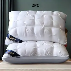 Luxury 5-Star Hotel Quality Pillows, 1pc , 2pc , or 4 pcs ,Deep Sleep Neck Support, High Pillow Core For All Seasons, Hypoallergenic Polyester Cover, Modern Pillow Design|Soft Texture Finish, Pillows For Sleeping, Cooling Pillows, Neck Pillow