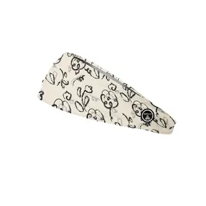 RAVEbandz The Pro - Wide Stretch Headband (Hand Drawn Flowers)