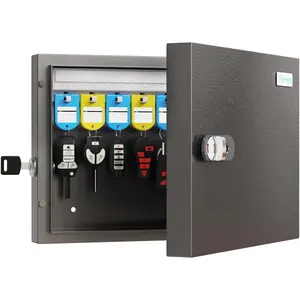 16 Key Lock Box - Wall Mounted Key Cabinet with 3-Digit Combination Lock & Backup Key, Key Organizer Lockbox for Home, Office, Rental, Property Management, Includes Key Tags