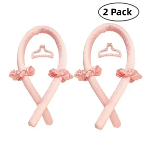 2 Pack Silk Hair Roller Heatless Hair Curler Curling Rods Women Fashion Lazy Sleeping Handwork Fabric Satin Foam Hair Rollers Convenient Easy to Use Haircare