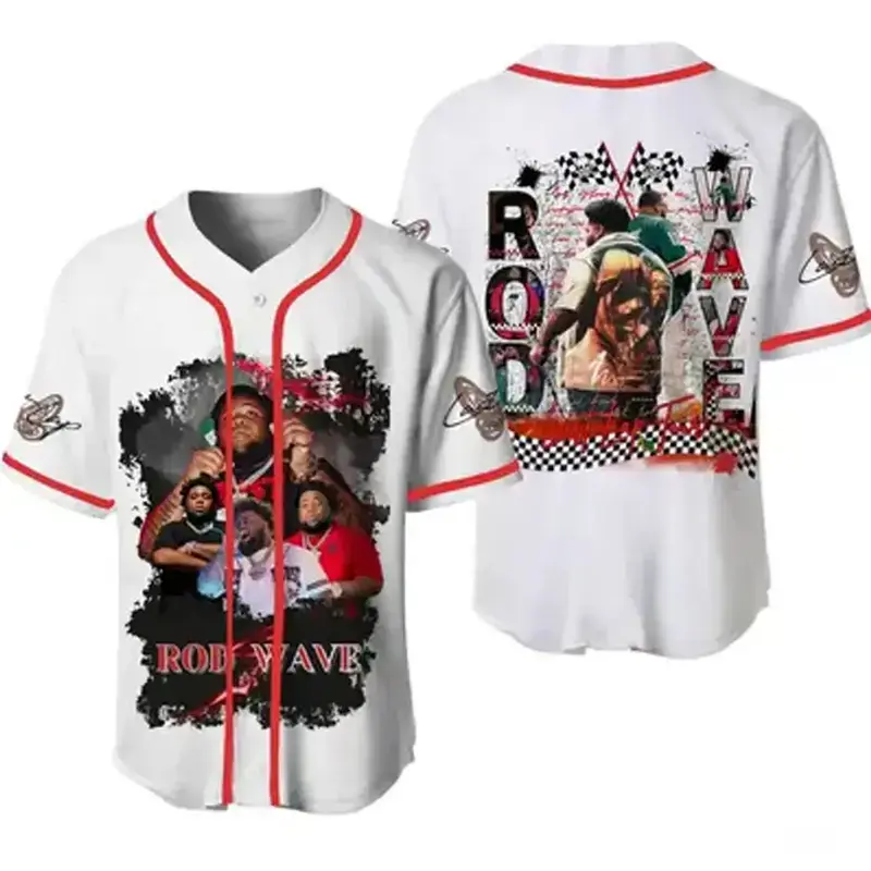 Rod Wave Hip Hop Jersey, Last Soul Singer Graphic Button Down Shirt, Concert Merch, Music Fan Apparel, Streetwear Clothing, Unisex Gift for Men and Women