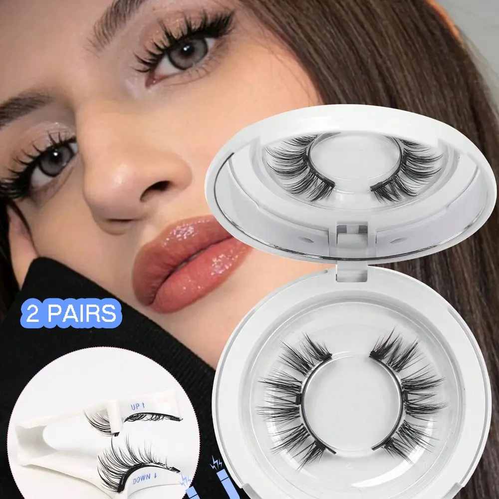 2 Pairs Reusable Magnetic Eyelashes Set with Lash Clips, Fish Tail Cross Type, Natural Look, No Glue Needed, Easy Wear and Remove, Makeup, Eyelash Falsies, Reusable False Eyelashes