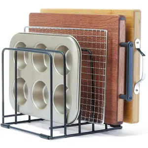 Cutting Board Organizer,Kitchen Cabinet Organizer,Divided Rack with 5 Slots for Baking Trays,Space-Saving Kitchen Storage for Cutting Boards, Cookie Sheet, Thin Pans and Baking Sheets Holder (1pcs)