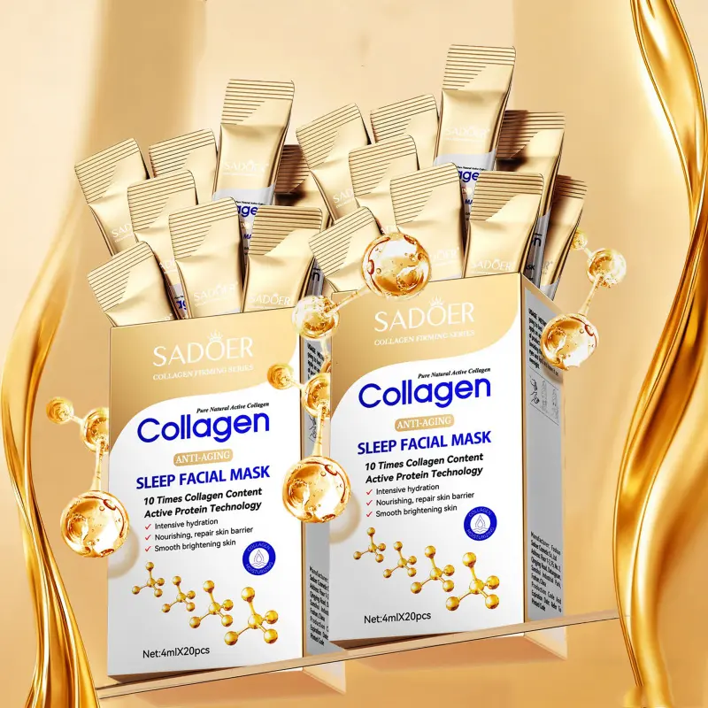 4ml*20pcs*2 Collagen Anti-Aging Sleeping Mask - Hydrating Moisturizing Night Mask for Gentle Nourishment, Skin Texture Improvement, Suitable for Men & Women, Beauty Products