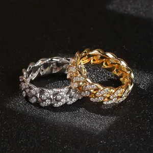 14K Gold Plated Cuba Ring (Unisex) with Zircon Inlay Hip Hop Ring for Women and Men Fashion Jewelry
