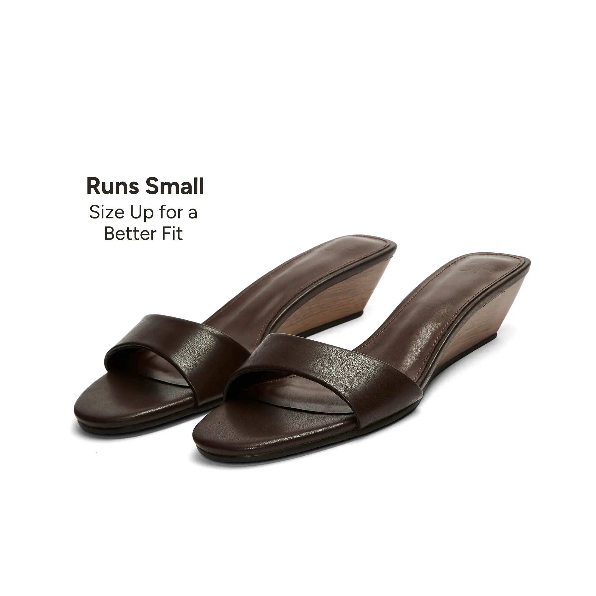 JUST FAB 【Runs Small,Wide Feet Size Up】Women's Classic Design Wedge Heel Sandals1.5"Heel Wooden Slide Footwear, Slip-On Minimalist Summer Shoes Heeled Sandals with Memory Foam Padding & Non-Slip Outsole for All-Day Comfort