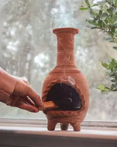 Mini Chimney for Incense Handamade Mexican Clay Chimenea Miniatura para Incienso for Aromatherapy Oil Candle Holder Room Decor