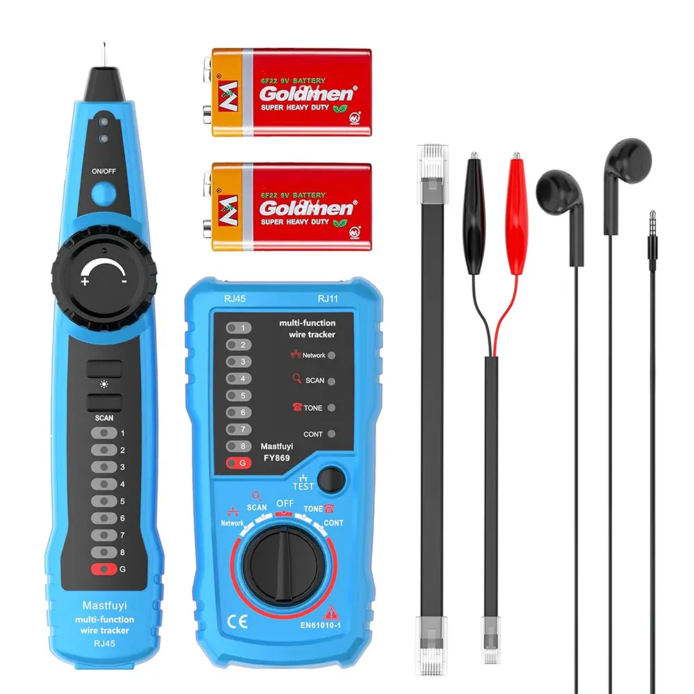 FY869 Multi-Function Circuit Tracer with RJ45/RJ11 Support, 984FT Long-Range Electrical Measuring Tool for Ethernet Cable Continuity, Telephone Line Testing