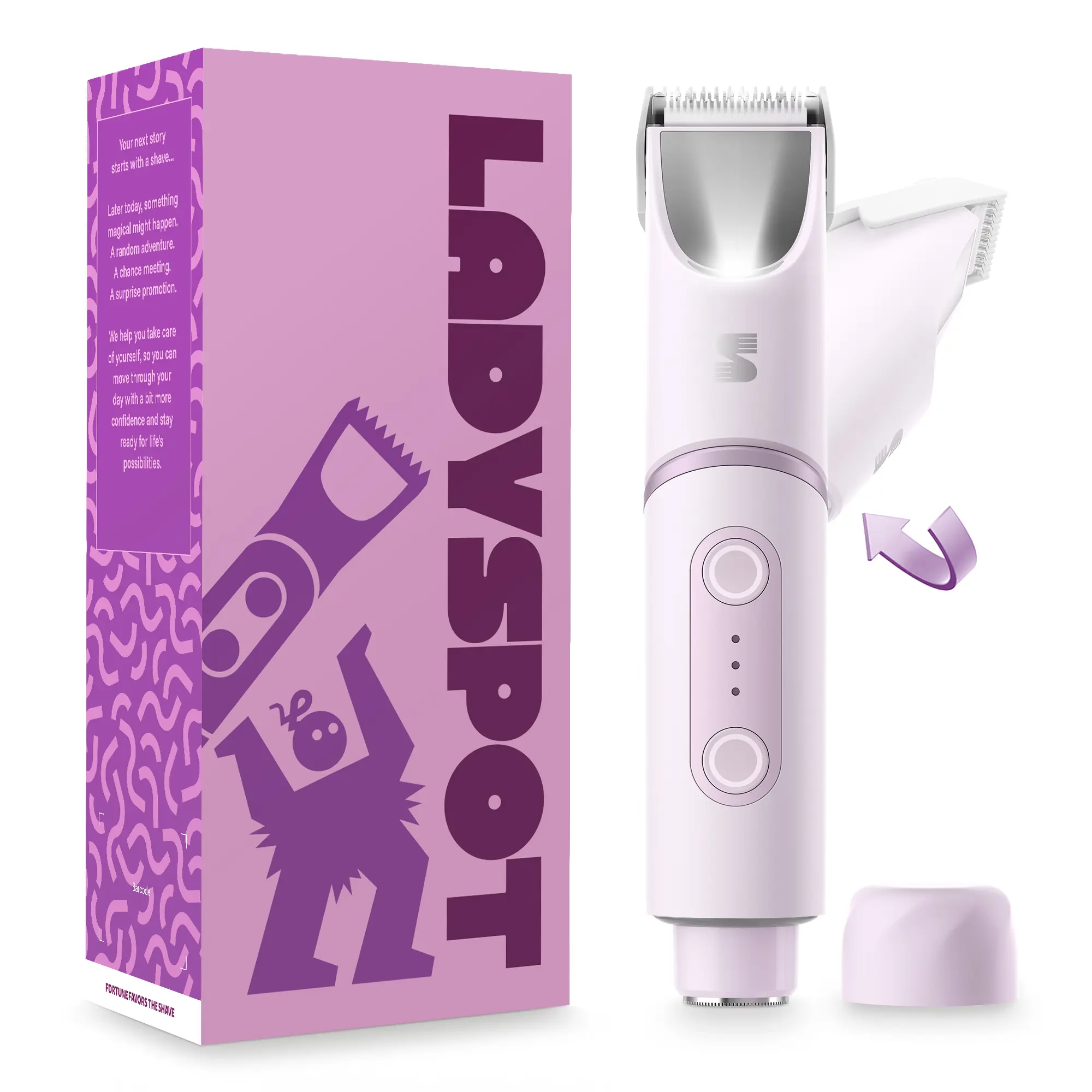 LADYSPOT  Women Shaver -180° Rotatable Flexible Ergonomic Head with Built-in Light & Mirror, 2-in-1 Trim & Shave IPX7 Waterproof Wet Dry Lady Trimmer for Leg Underarm Bikini Line,dorm essentials, Dry Shaving Solutions