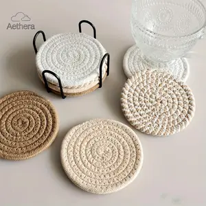 Aethera Round Coaster Set of 8 Non-Woven Absorbent Coasters for Coffee Table Home Decor Ideal Gift Set
