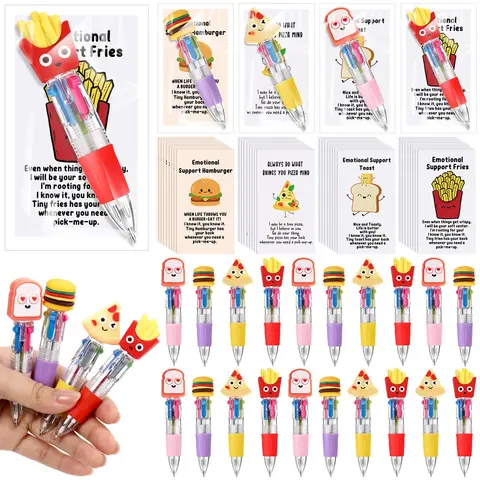 24/50 Sets Multicolor Pen Halloween Non-Candy Party Favors 4-in-1 Pen Set Gifts with Positive Cards Bulk Retractable Ballpoint Pen for Classroom Exchange Party Supplies Employee Appreciation Gifts Class Reward Gifts from Teacher Creative Stationery