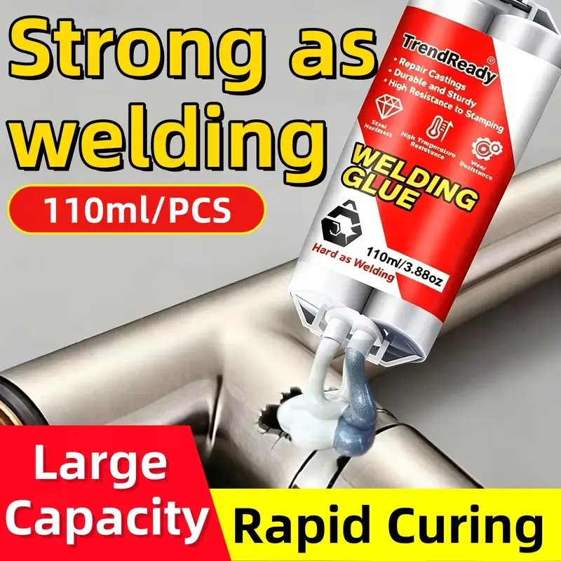 3.72oz Heavy Duty Casting Glue | 2-in-1 Oilproof Metal Glue for Metal | Liquid Welding Glue High Strength Glue Includes Frosted Paper, Thrust Rod & Mixing Stick | Metal Casting Adhesive, Casting Glue, Castor Glue, AB Glue, Epoxy Resin, Super Glue