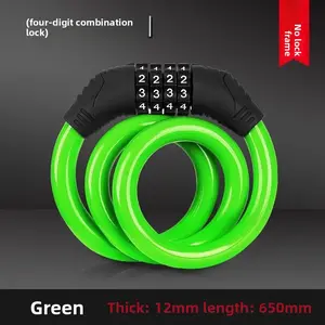 4-Digit Adjustable Password Cable Lock for Bicycles, Colorful Anti-Theft Steel Wire Ring Lock for Mountain Bikes