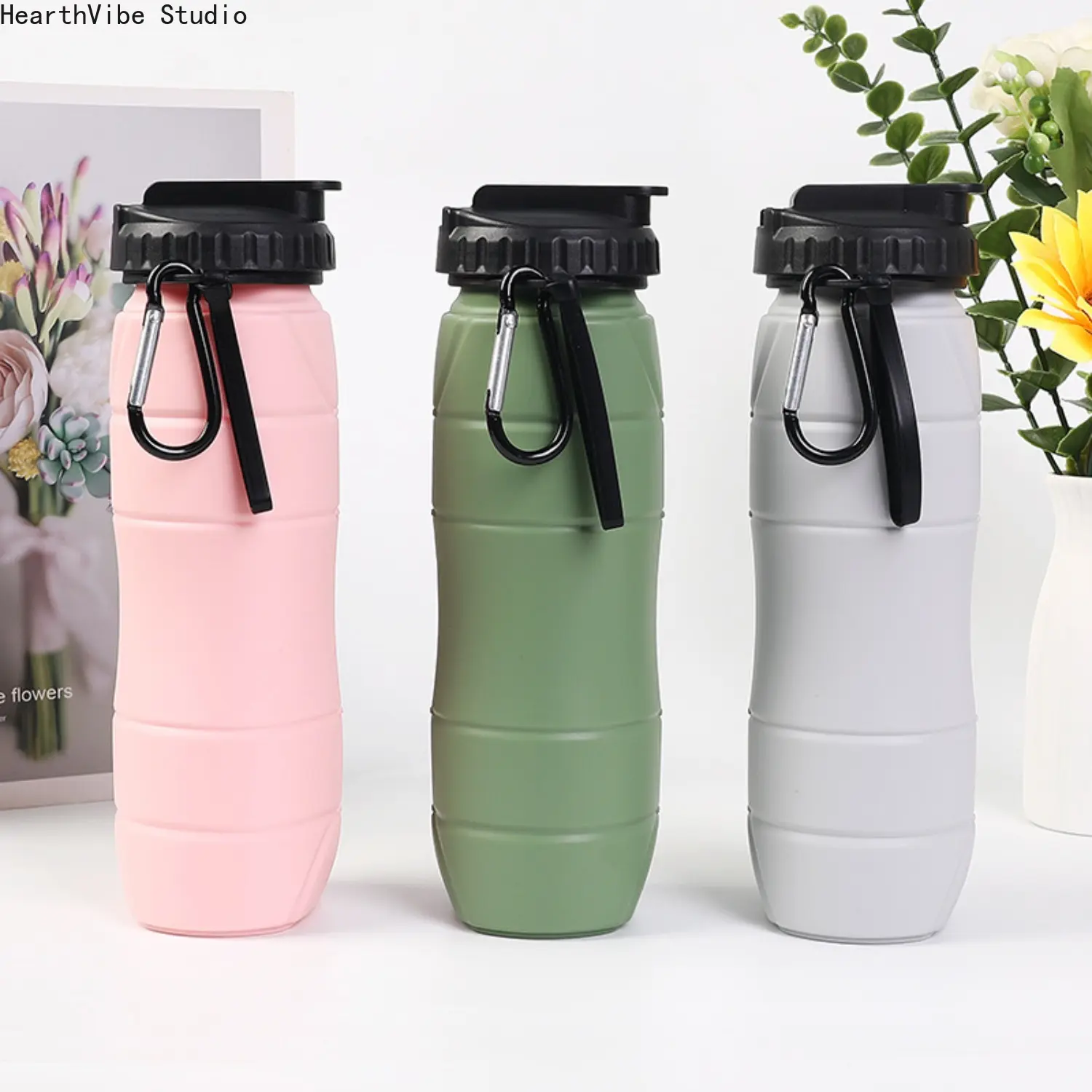 Compact Collapsible Silicone Water Bottle with Straw Lid - Lightweight Unisex Single Bottle for Outdoor Travel, Sports & Cycling, Camping Supplies, Portable Kitchenware Drinkware