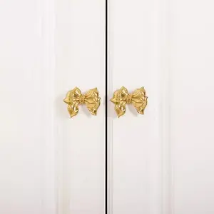 Butterfly Knot Brass Pull Handle Drawer Cabinet Door Modern Simple Cartoon Room Cute Furniture Small Handles