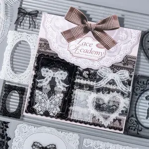 Vintage Classic Lace Sticker Pack, 100 Sheets DIY Scrapbook Decorations, Handmade Journal Collage Stickers, Scrapbook Materials, DIY Decorative Stickers