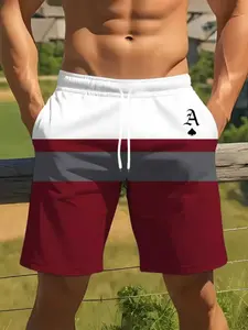 Men's Fashion Print Beach Shorts, 3D Pattern, Casual Drawstring Waist, Summer Lightweight Comfort, Golf, Fishing, Basketball, Camping, Gym, Swimming