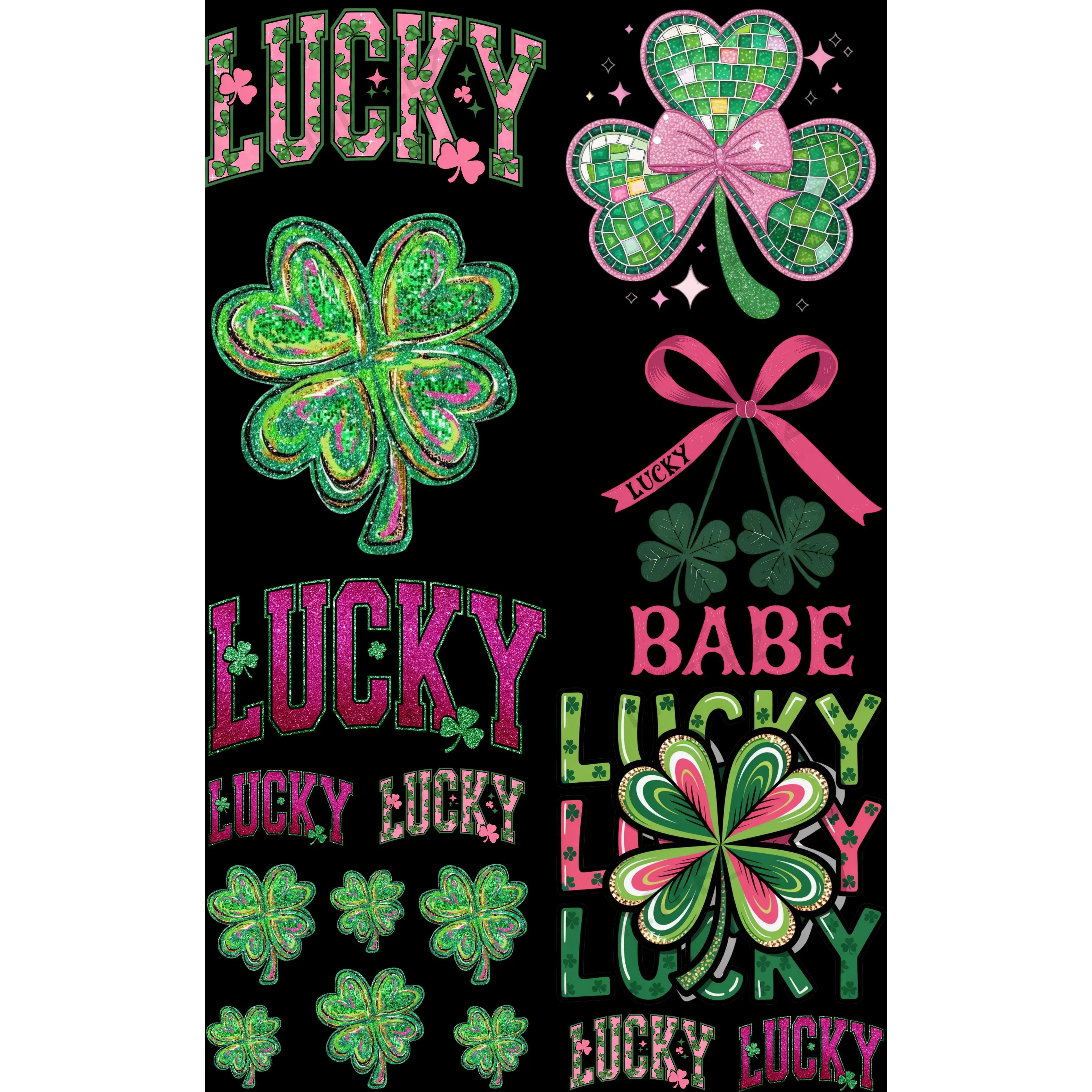 LUCKY (8) PREMADE GANGSHEET - 22X36 DTF TRANSFERS - DIRECT TO FILM