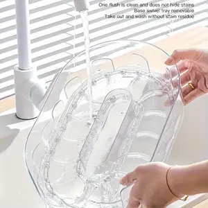 1Pc 360 ° rotating kitchen rack, multi-functional storage of refrigerator beverage condiments, rotating plate design saves space