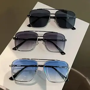 Unisex 3-Pack Luxury Alloy Square Sunglasses, Gradient UV400 Protection Lenses, Sleek Metal Frame Eyewear for Driving, Outdoor Use – Men's Sunglasses, Glasses for Women