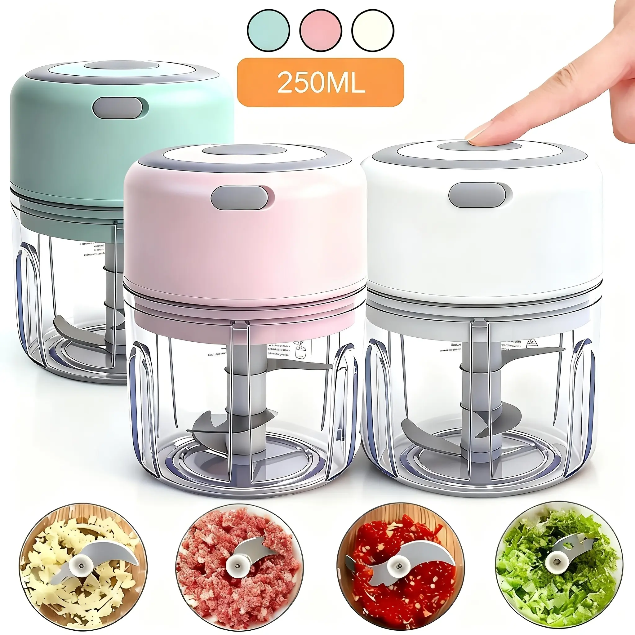 Electric Garlic Chopper, Portable Veggie Chopper, USB Rechargeable Mini Portable Vegetable Chopper Tool, Garlic Grinder Masher, Wireless Food Processor for Ginger, Chili, Food Chopper, Kitchen Appliances, Cordless Cutting