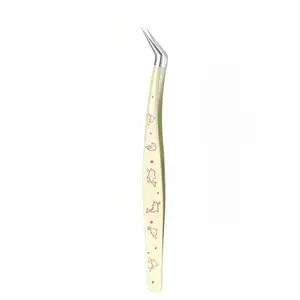 Professional Eyelash Tweezers, High Precision Gold Feather Dolphin Clip, Specialized for Lash Extension and Handmade Crafting