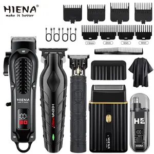 5 sets of men's hair trimmers, nose hair trimmers, electric shavers, wireless trimmers, Cordless rechargeable clippers, USB charging, LCD power display, beard styling tools, hair removal care products, Father's Day gifts
