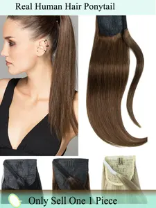 Ponytail Human Hair Straight Brazilian Drawstring Ponytail Remy Human Hair for Women 40g 50g 60g Glueless Clip In Hair Extensions