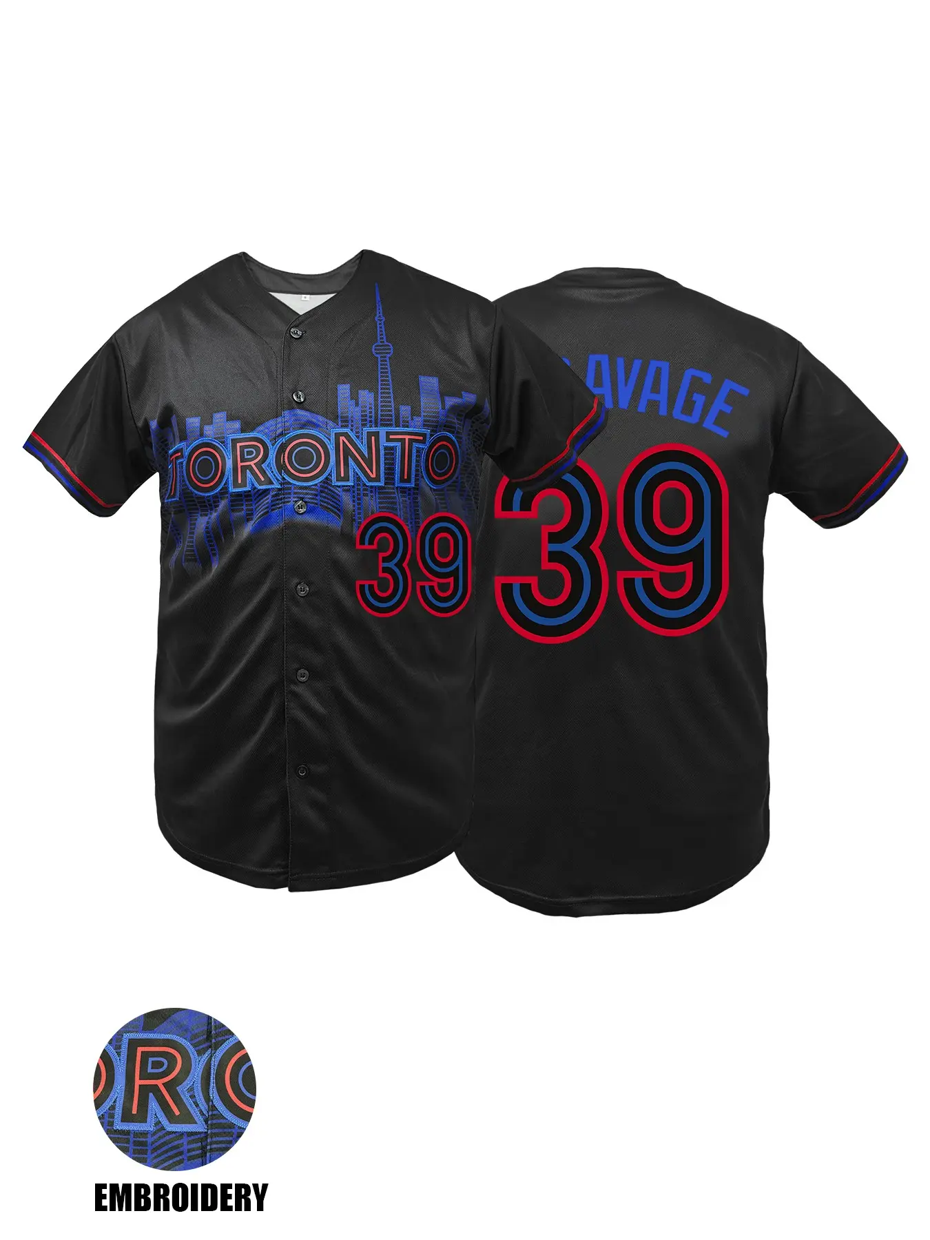 Men's Toronto #39 Embroidered Baseball Jersey Loose Fit V-Neck Short Sleeve Sports Top, Embroidery Sportswear, Toronto Baseball Stitched T-Shirt for Sports Fan, for Casual Wear, Outdoor Activities Jersey Tee